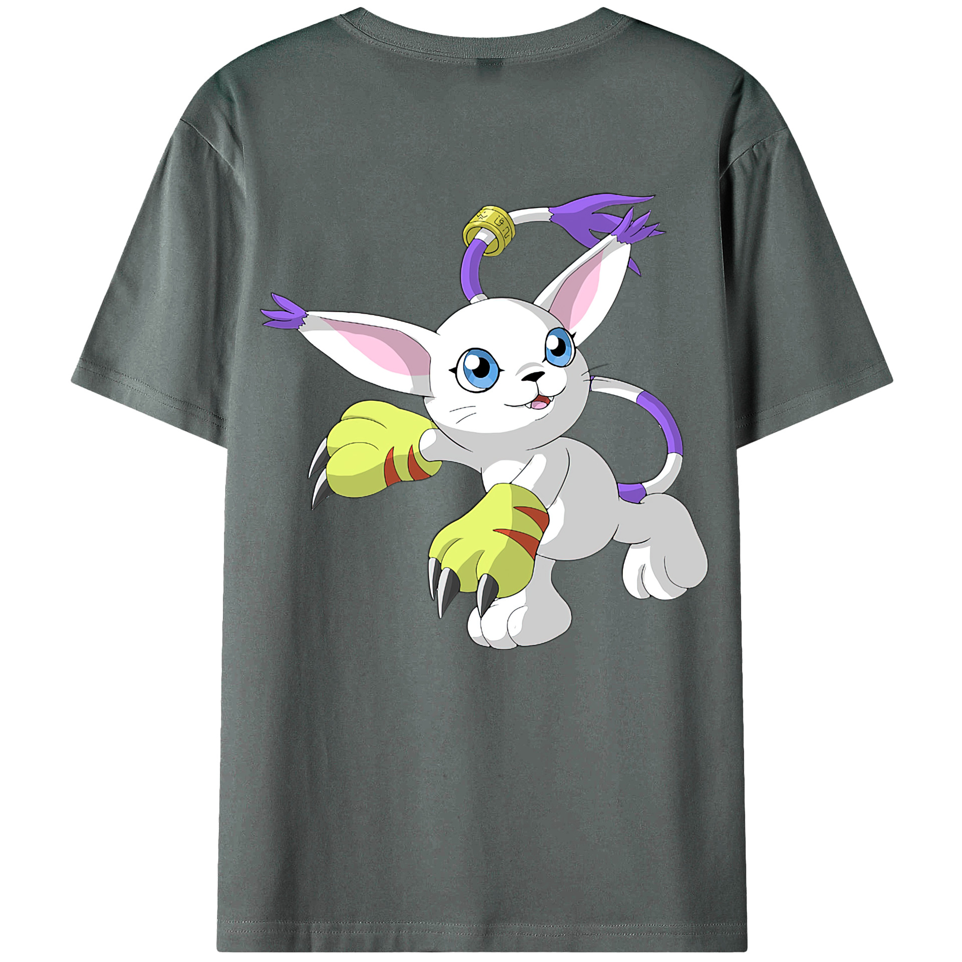 （画像用） Digimon デジタルモンスター/デジモン 綿100％ メンズ半袖Tシャツ（バックプリント） 通気性